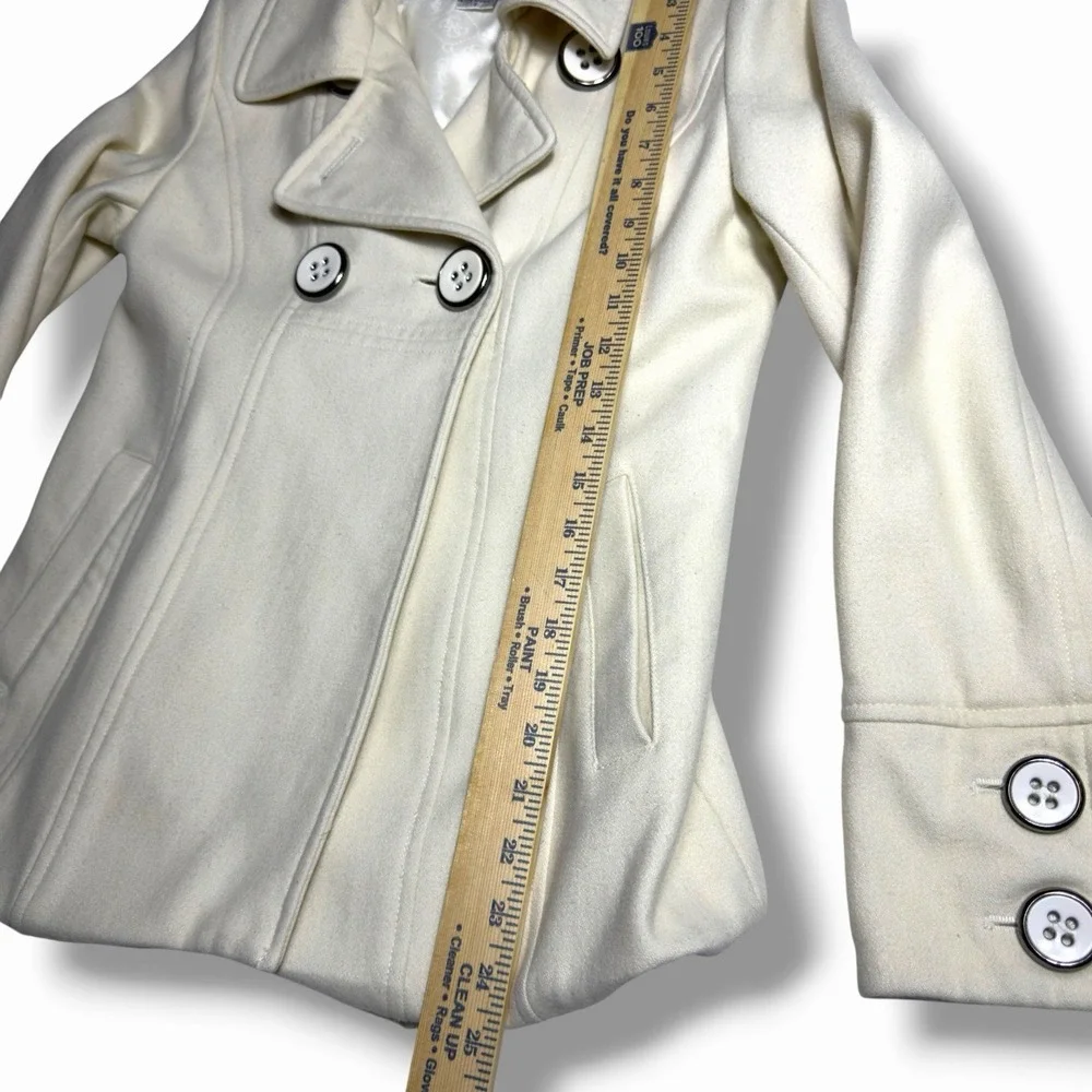 Vintage Guess Jeans Small Beige Wool Blend Peacoat Big Buttons Y2K Coat